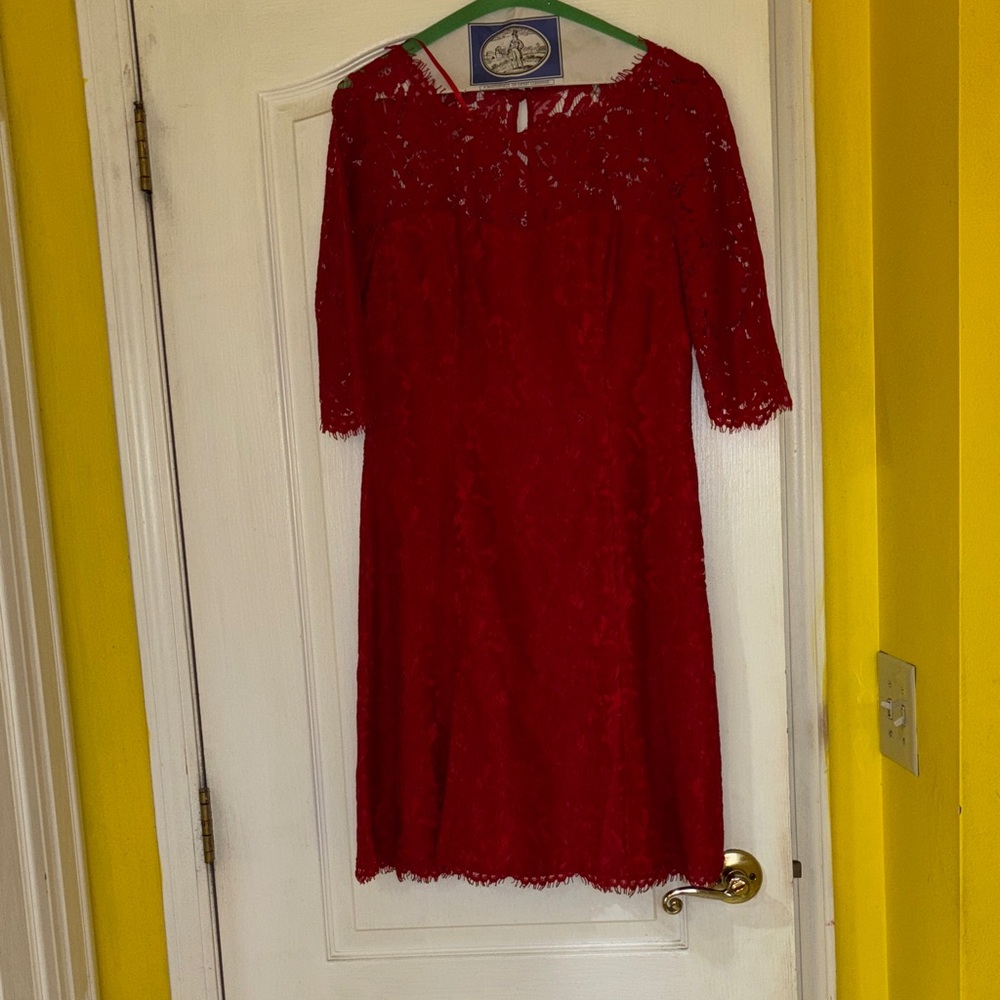 Eliza J Red Lace Long Sleeve Dress